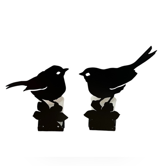 Pair of Bird & Flower Votive Black Metal Cutout Candle Holder Enthuse Design EUC - Picture 1 of 6